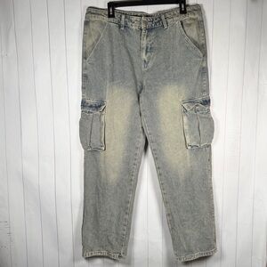 Manfinity Baggy Stonewashed Cargo Jeans Streetwear Hip Hop Grunge Men’s XL EUC